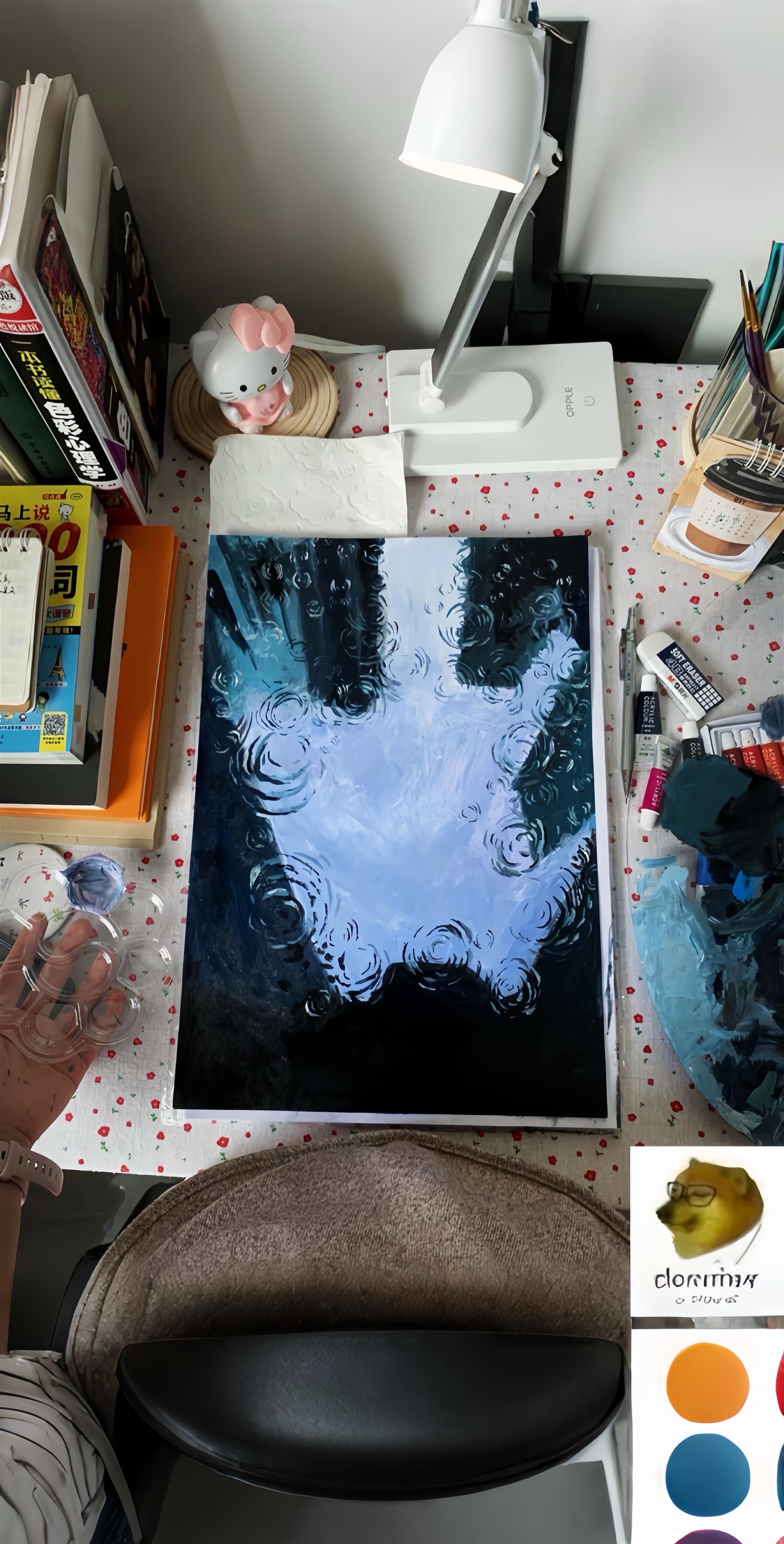 First try of acrylic paint.☔️