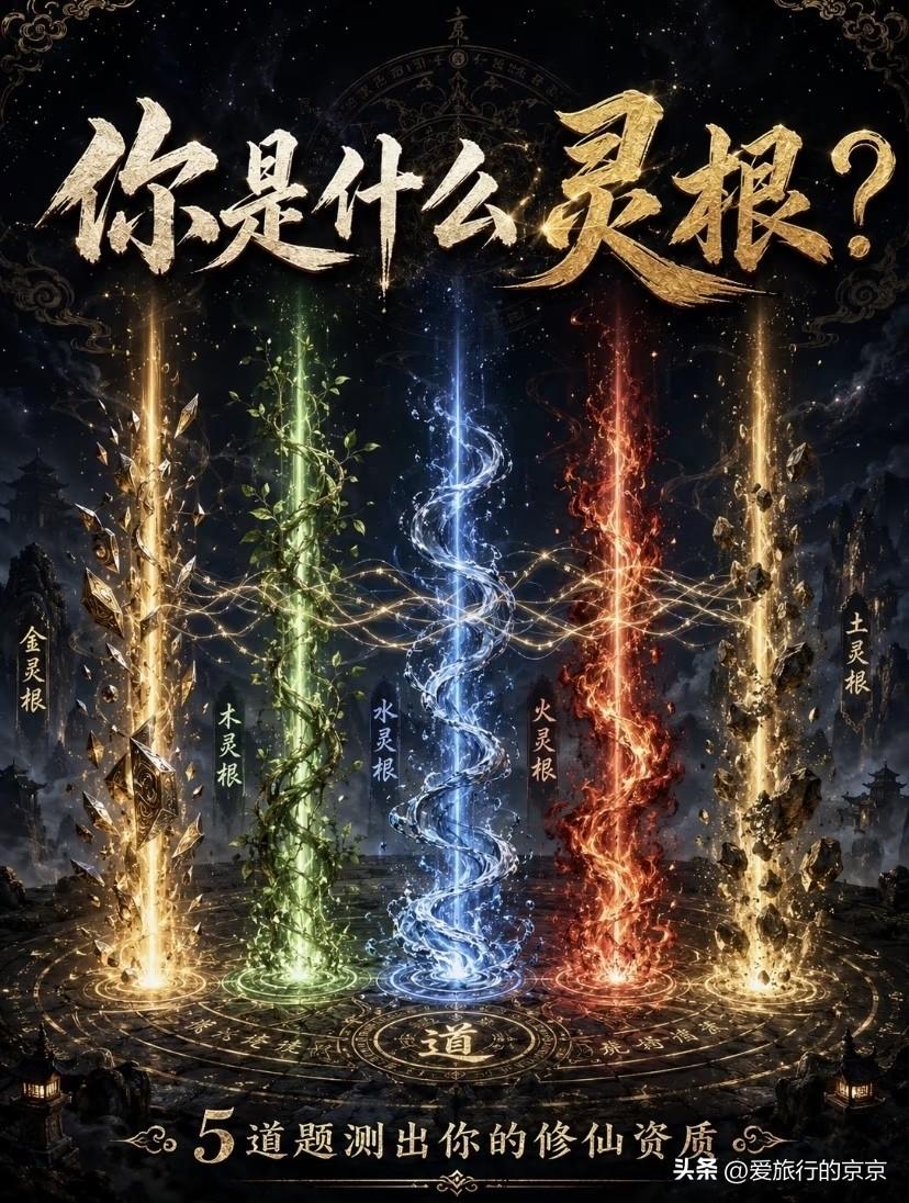 你是什么灵根？赶紧测一下子~   
      金，木，水，火，土五个灵根，下面