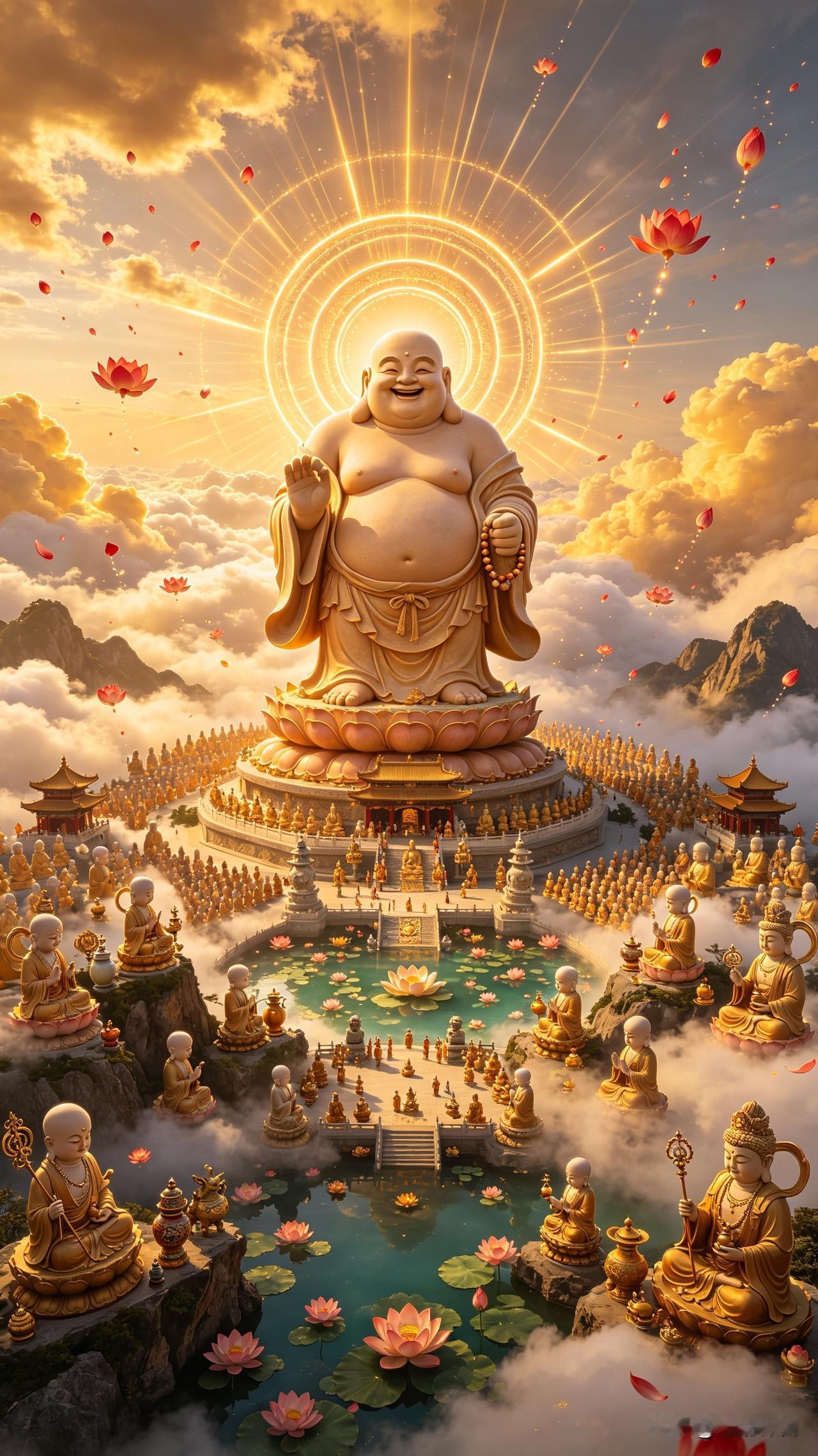 [福]霞光凝法相[福]花雨落禅心[福]见者纳福[福] 
[福]踏入山门，万佛渐显