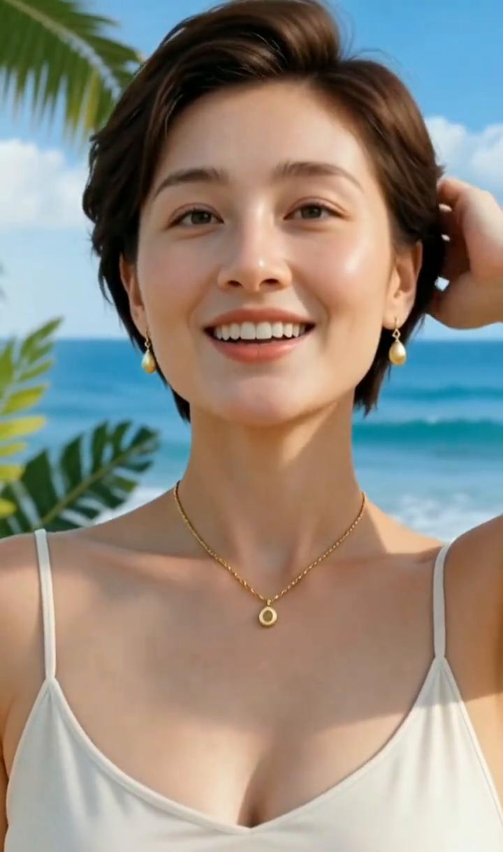 大海太美了，你看蓝天碧海，海浪拍打沙滩，夏日里到海边度假真是太惬意了。朋友们，你