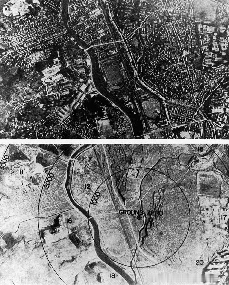 1945年8月9日长崎原子弹核爆前后对比 ​​​