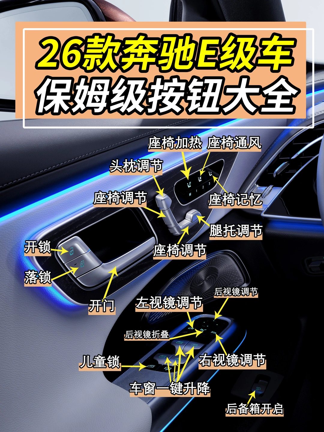 敲详细，奔驰E级车按钮大全，看这篇就够了