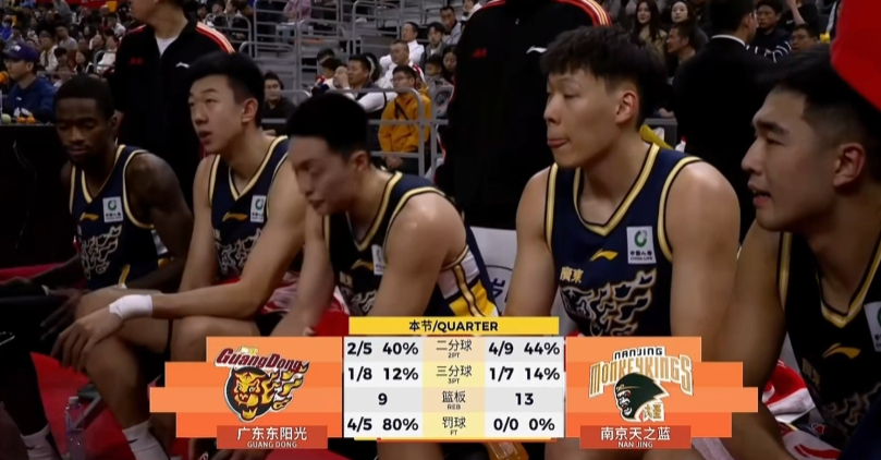 两队在把篮筐都要打歪以后，终于选择得分了~~广东男篮vs同曦男篮