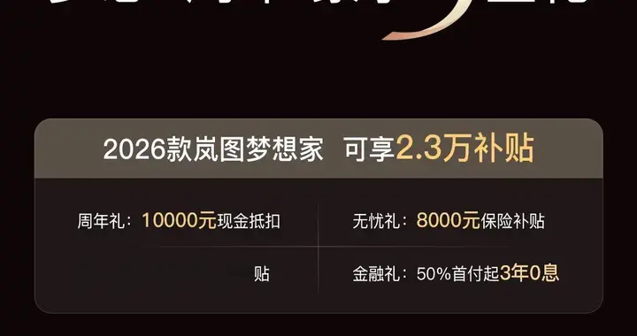 梦想4周年 岚图梦想家推出2.3万元限时购车权益