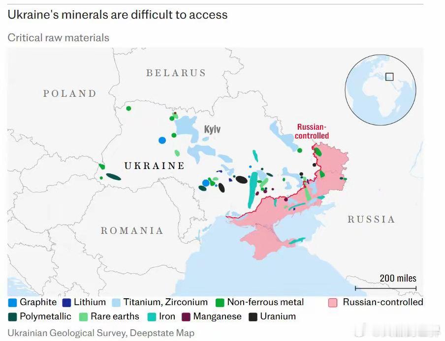 找到一张乌克兰矿产资源分布如图，这张图出现在了美乌矿产还债协议谈判现场，来看看有