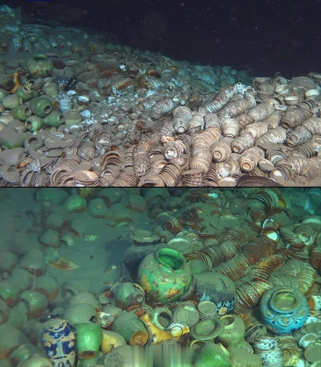 这些瓷器是海里打捞上来的明朝文物2022年8月和10月，在我国南海北部西沙海槽2