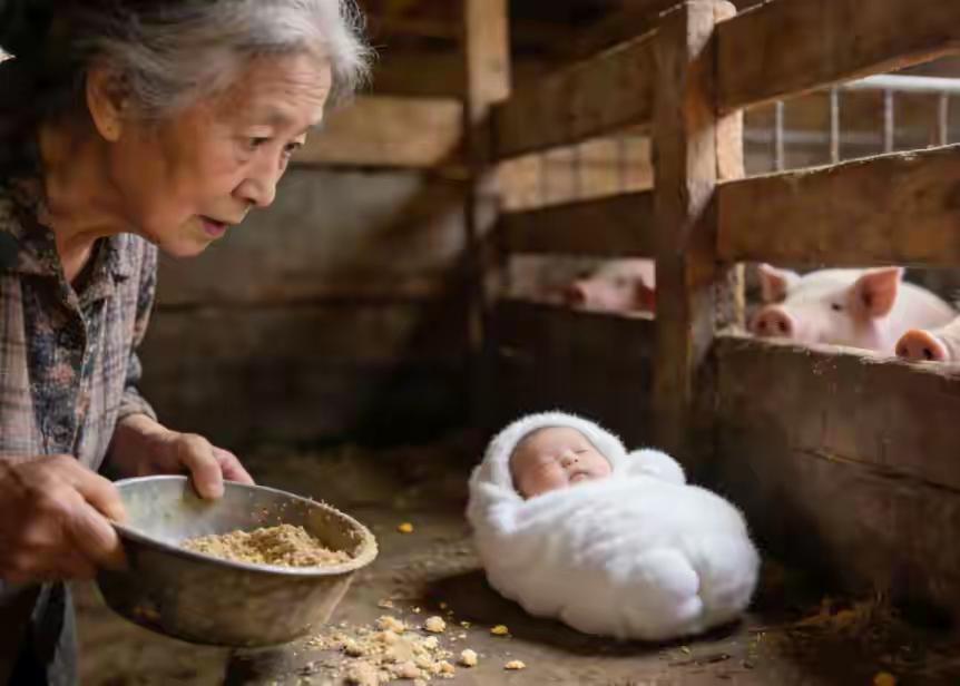 豫南62岁的王大娘独居乡下，初春喂猪时发现猪圈的猪异常胆怯，随后在草堆中发现一个