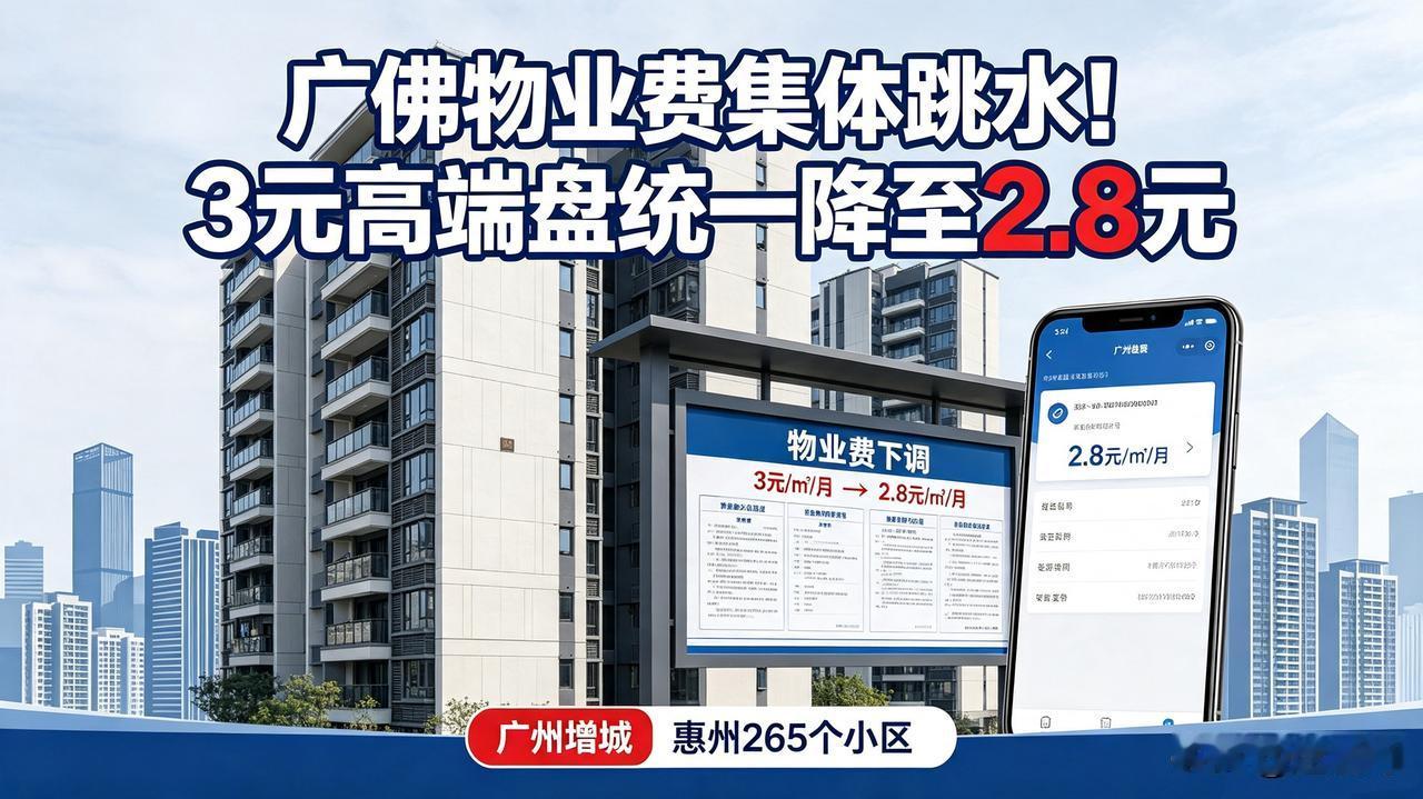 物业费批量下调背后广州、惠州集体大降物业费！曾经3元+高端盘砍到2.8元，背后藏
