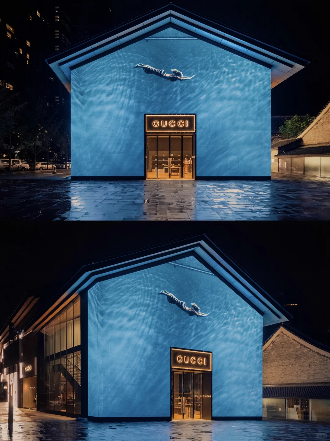 潜入城市海洋，全息投影技术将墙面变成大海