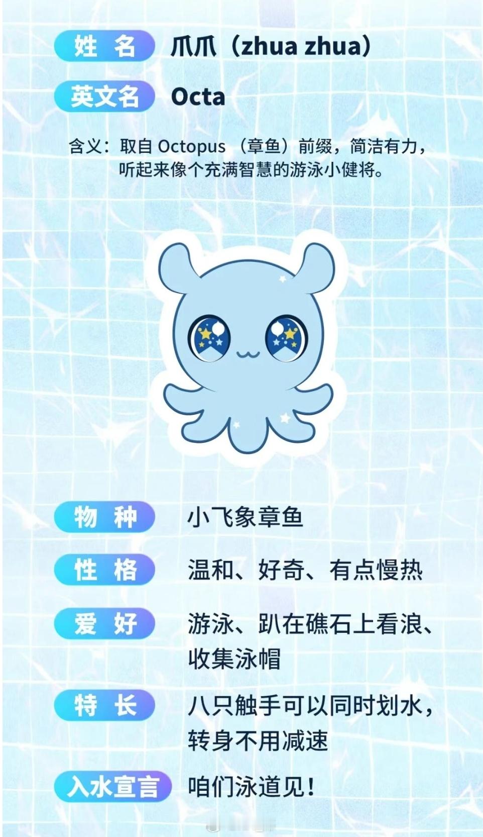 2026年中国游泳公开赛 官方吉祥物“爪爪” 