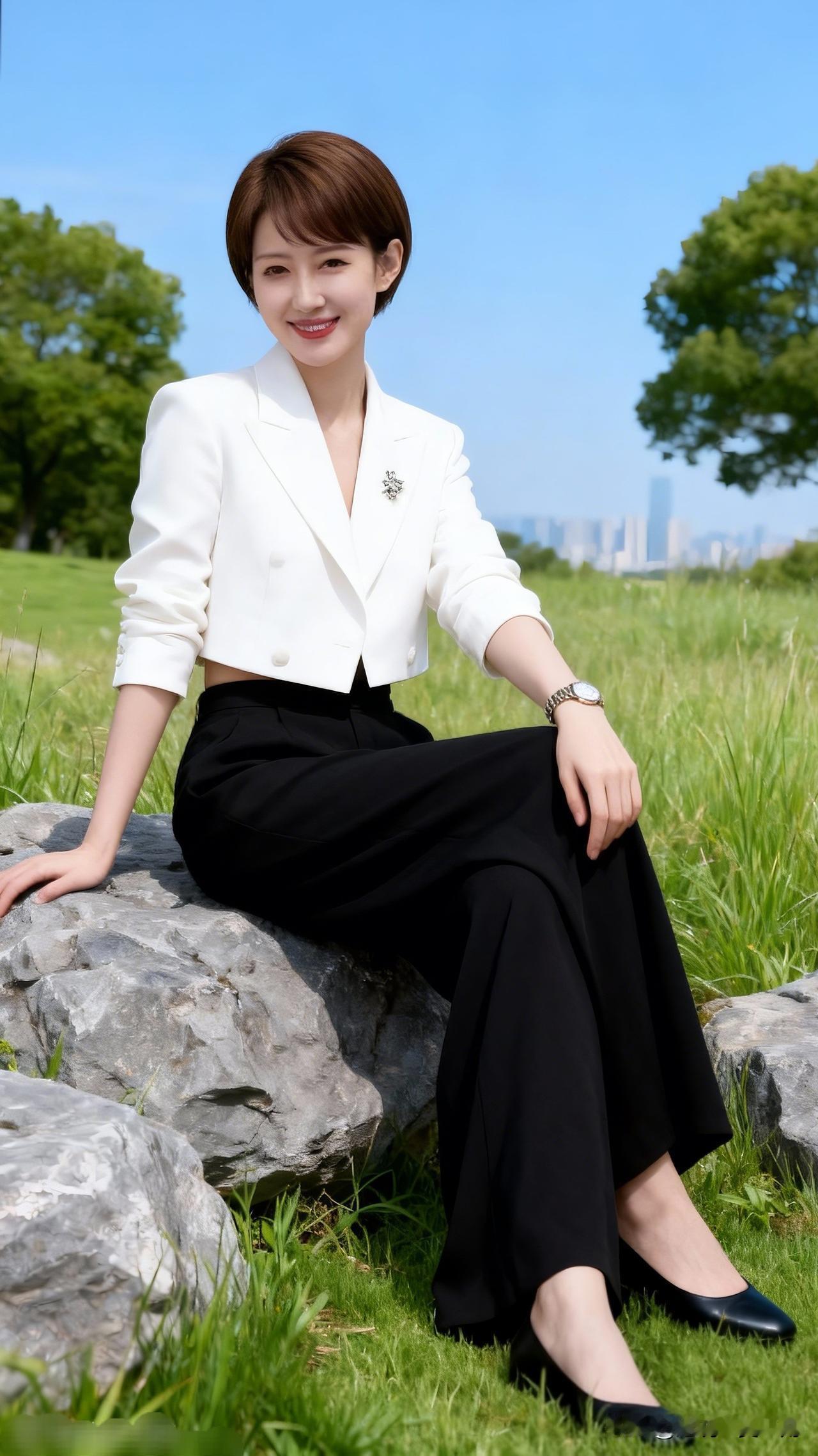 都市丽人穿搭指南，优雅黑白配，尽显时尚魅力！分享一张外出拍的最美的照片