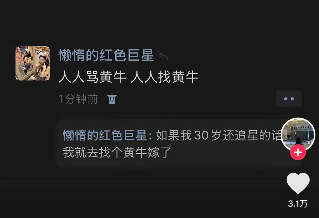 人人骂黄牛，人人找黄牛，如果我30岁还追星的话，我就去找个黄牛嫁了。
这就是黄牛