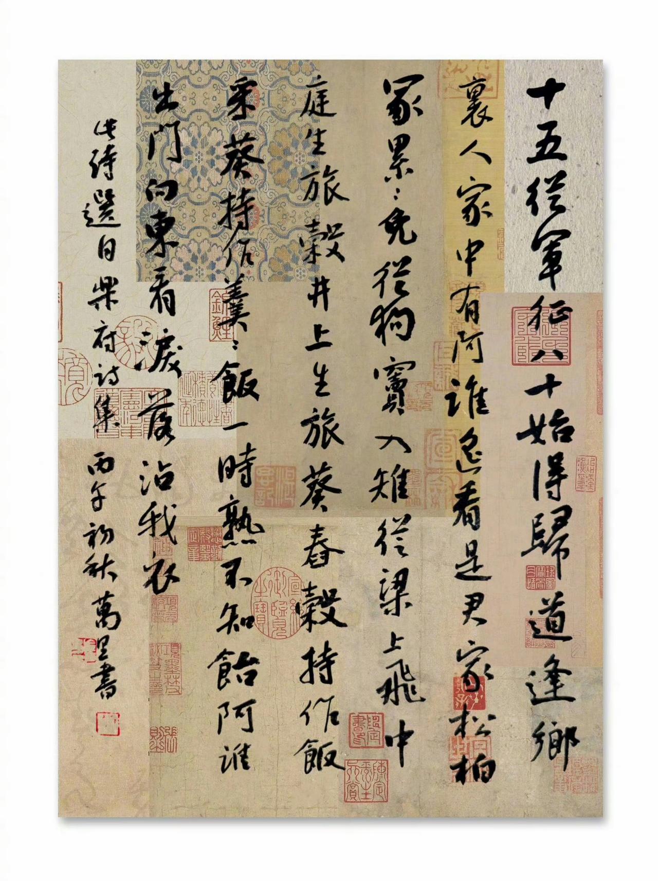 十五从军征
《汉乐府诗集》
十五从军征，八十始得归。
道逢乡里人：“家中有阿谁？