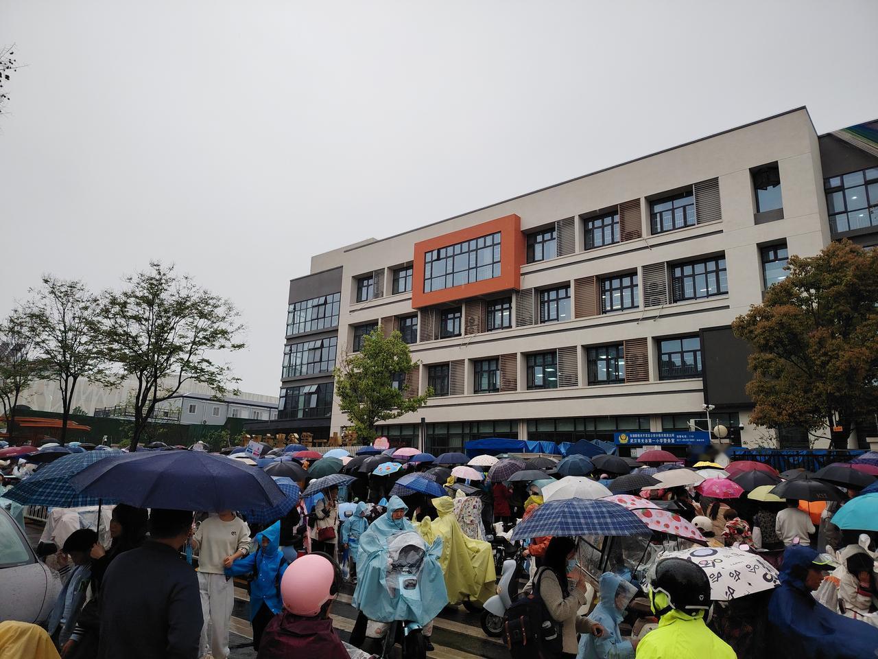 伞下的温情，雨中的风景！
2026年4月13日摄于武汉光谷一小