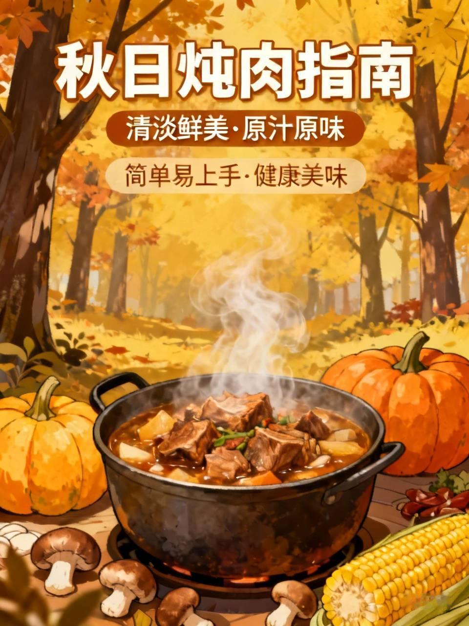 秋天贴秋膘，多吃炖肉好，比如炖羊肉、炖牛肉、多甲鱼、炖猪蹄，炖猪肚……清淡鲜美，