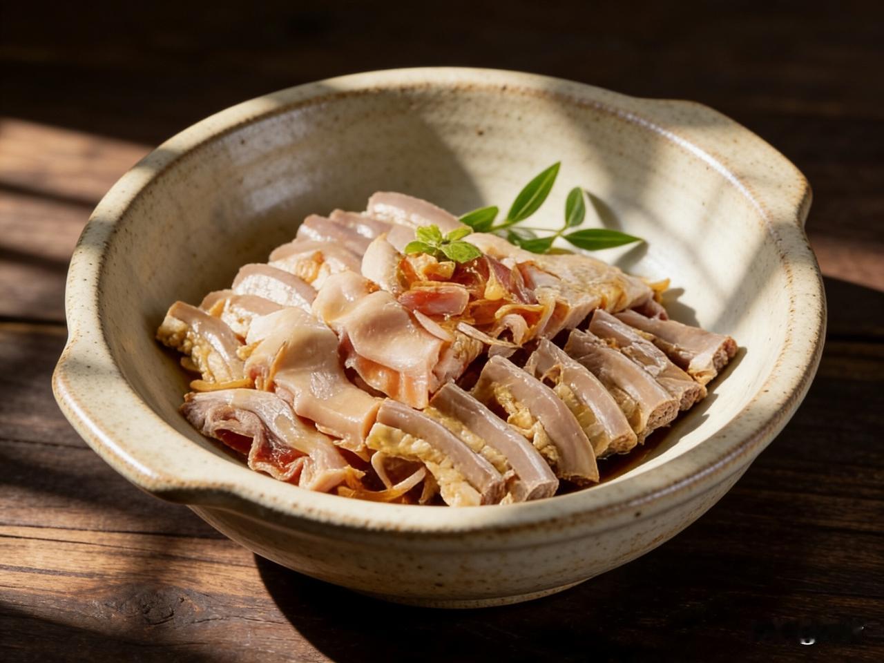 白切土猪三宝

食材准备（3人份）：

- 主料：散养土猪三宝——猪肚150克（