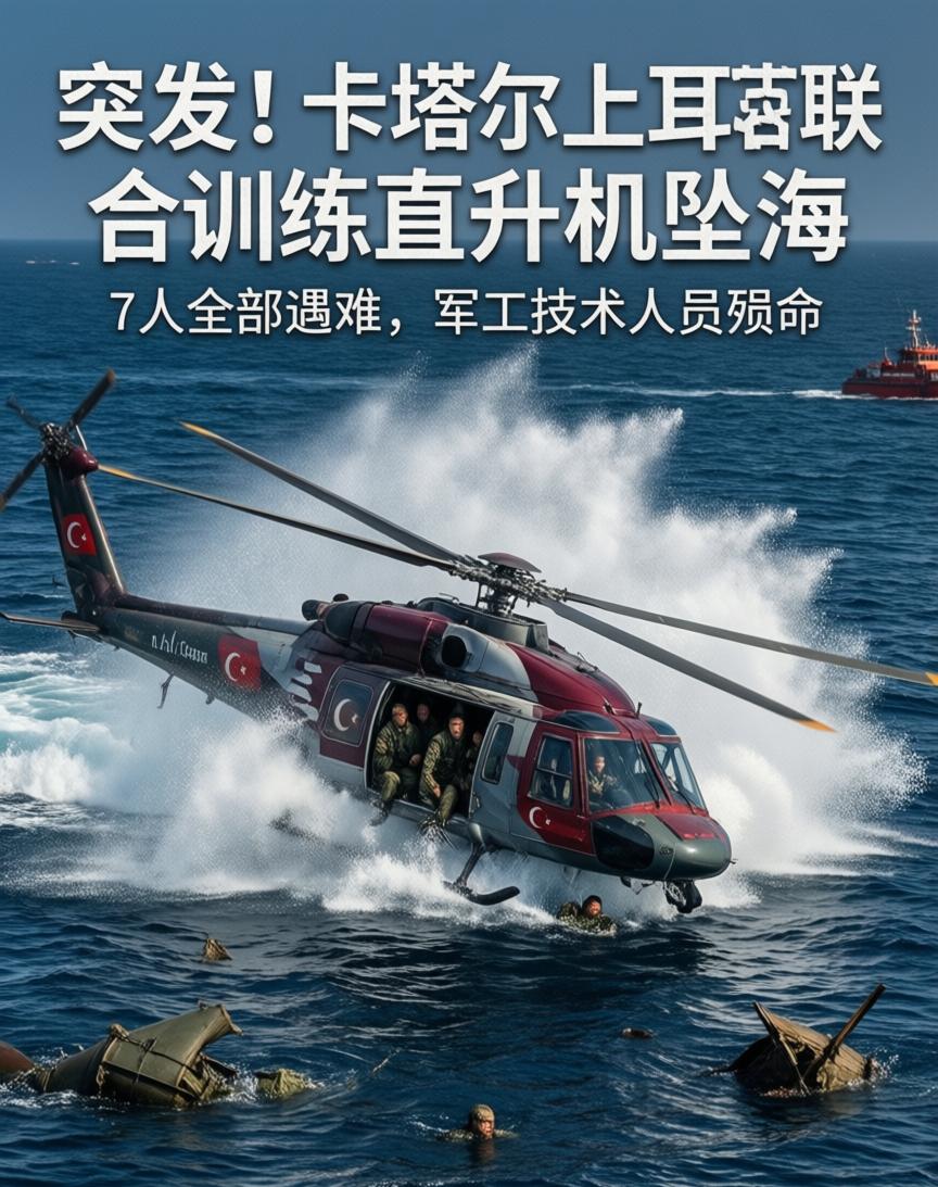 突发！卡塔尔土耳其联合训练直升机坠海，7人全部遇难，军工技术人员不幸丧生

当地