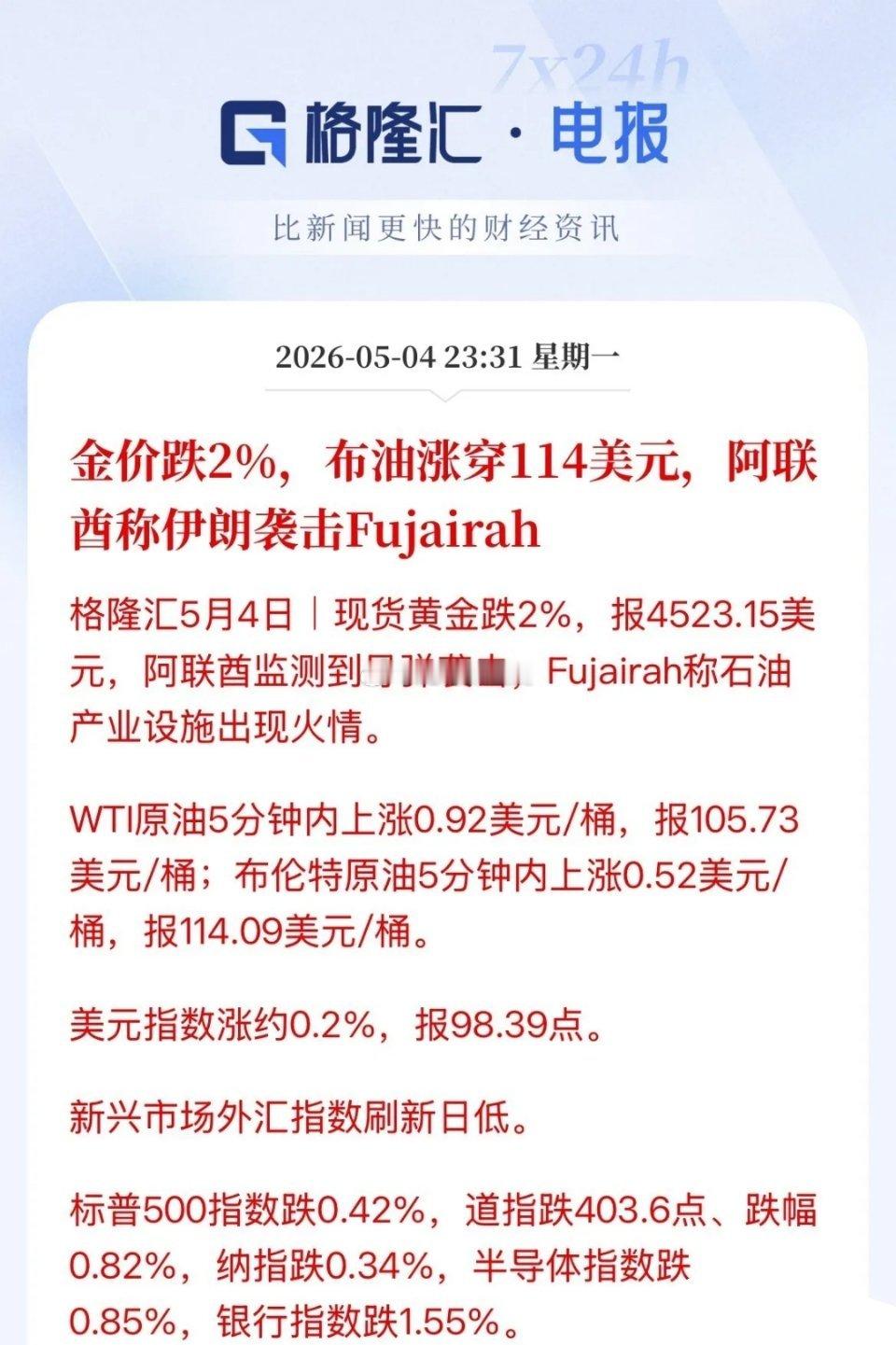 苗头不对啊！啥原因！伊朗用导弹袭击阿联酋石油设施，原油期货大涨！布伦特原油大涨超