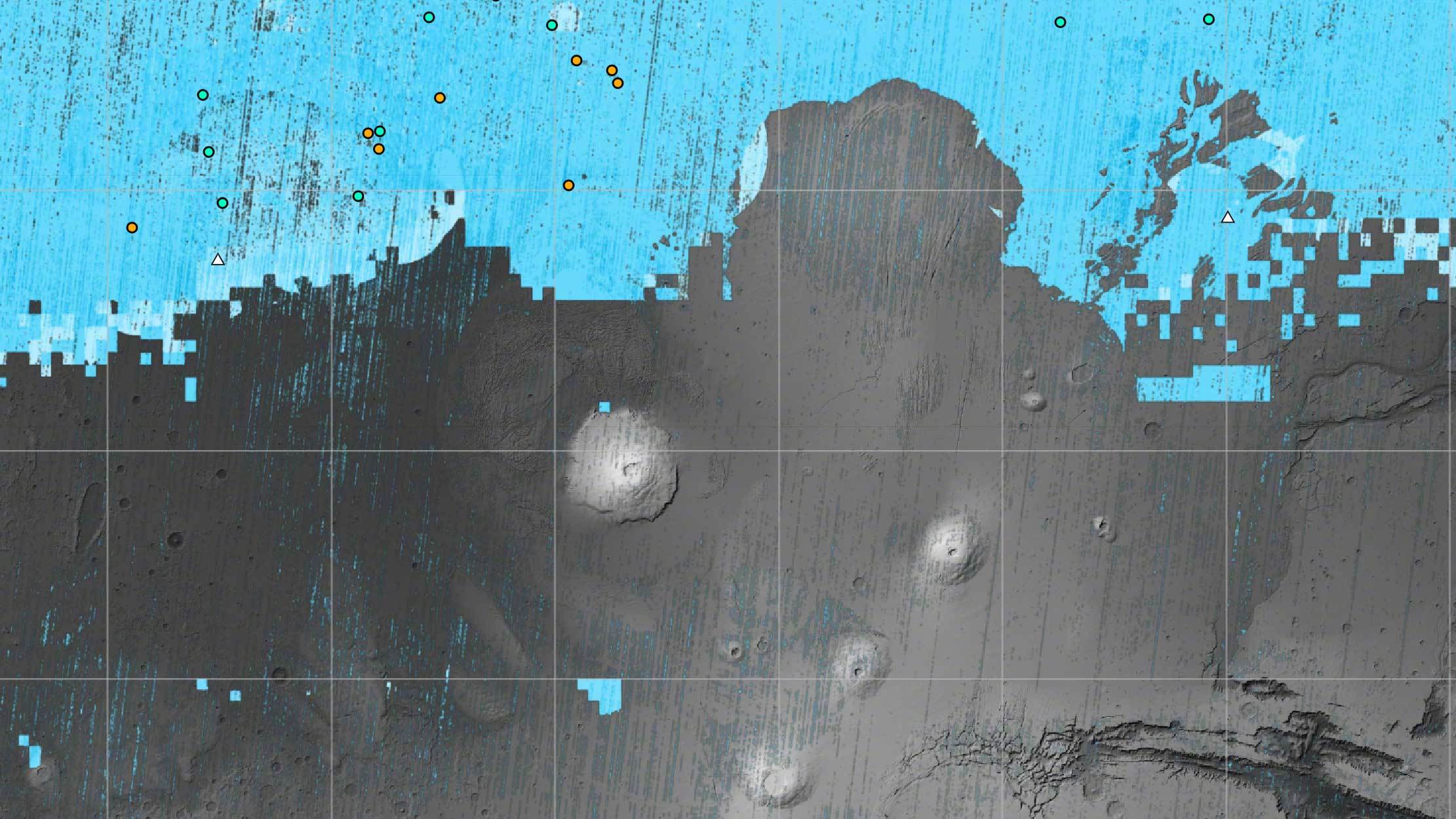 NASA发布了一张火星上可能的地下水冰地图，这张地图可以帮助该机构决定第一批前往