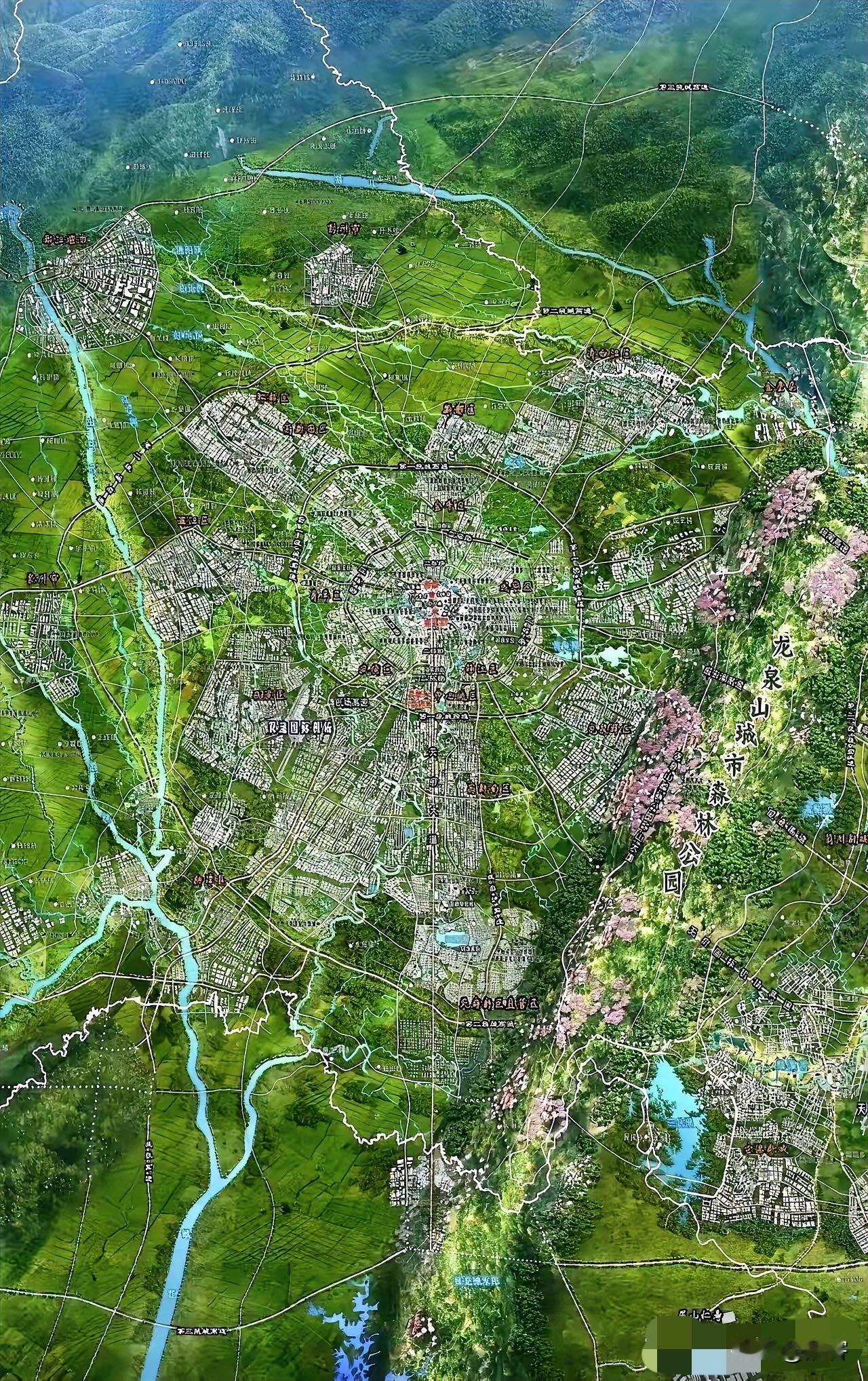 成都过去20年的发展是向南，向南，再向南，将商业和商务都建在天府大道两侧，高度集