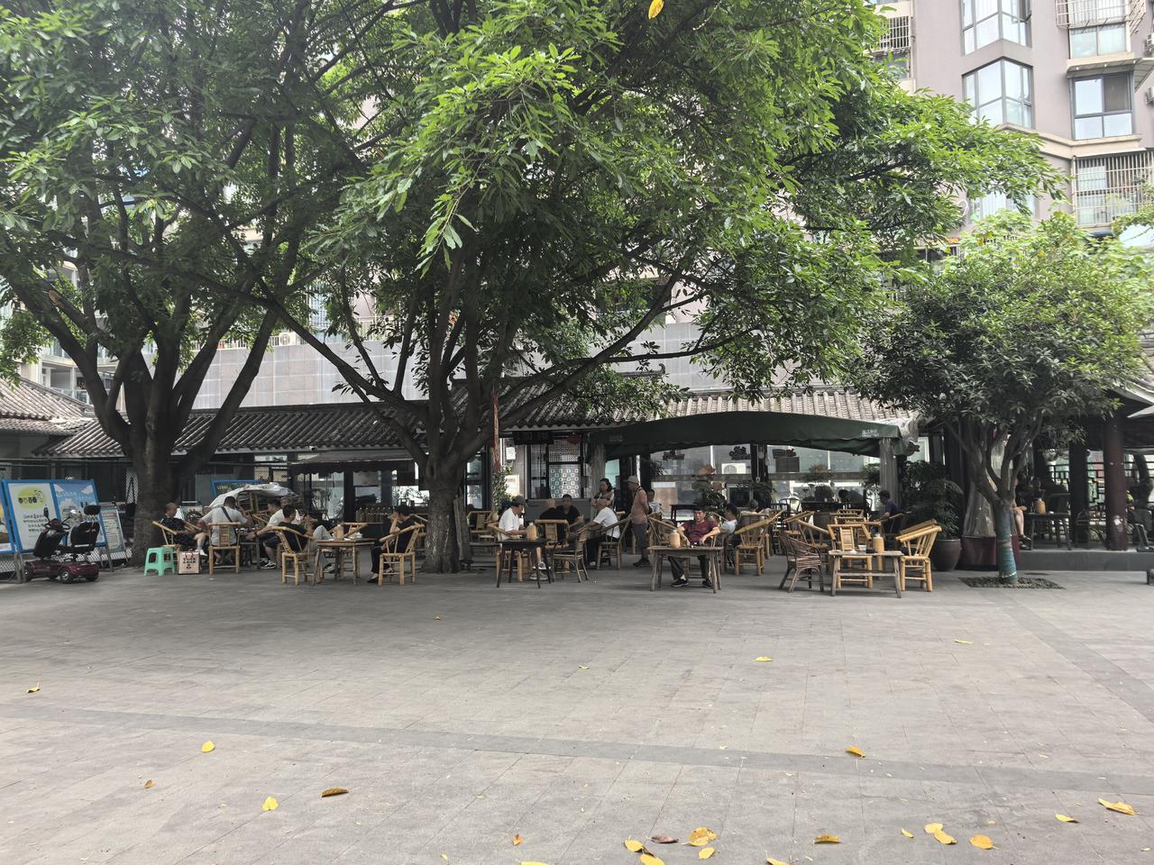 喜欢城区里这种露天茶馆。既不喧闹也不冷清，悠然自得，安逸巴适。
成都新南门附近的