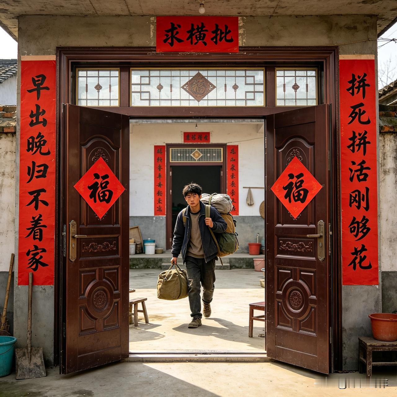 上联：早出晚归不着家
下联：拼死拼活刚够花
 
这副联道尽寻常人的奔波日常，朝出