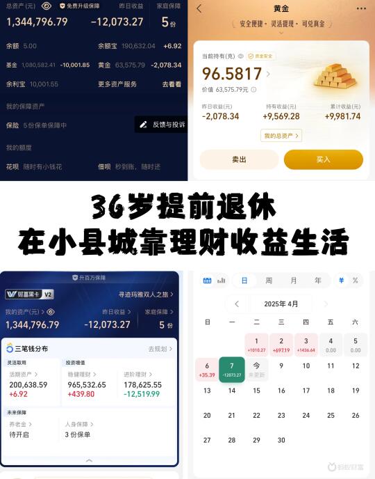 4.8日在小县城靠理财生活。