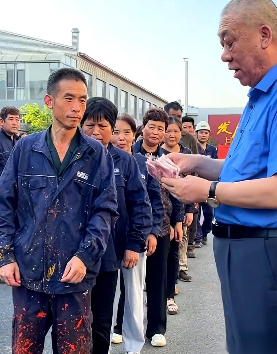 刷到一个视频，又是崔培军，当场给员工发钱，现金摞成一堵墙。
镜头往前一推，我却盯