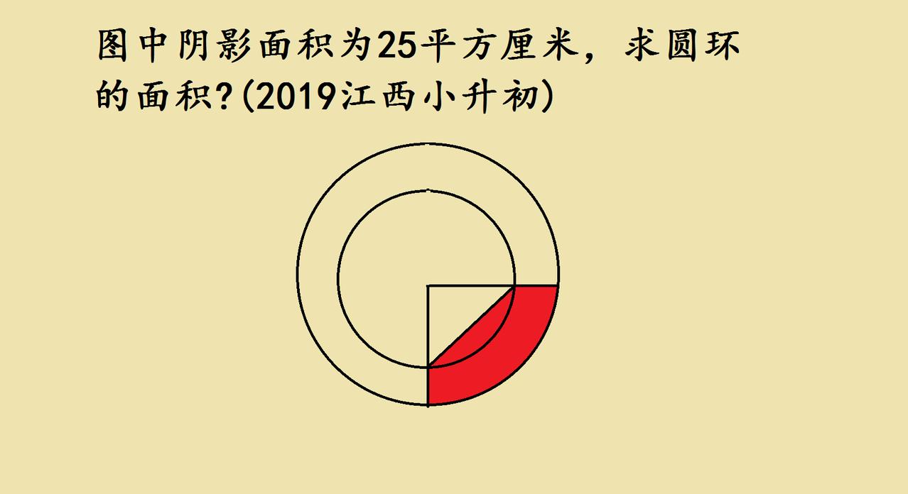 小升初几何题的巧思，圆环面积竟藏这个秘密
 
2019年江西小升初的这道几何题太
