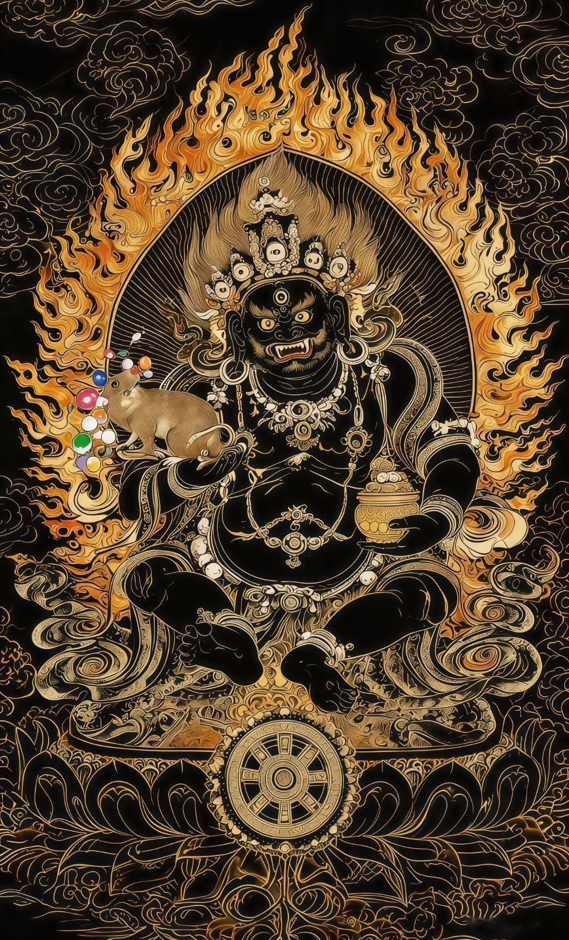黑财神是东方金刚不动佛的化身，以解救众生贫困为愿，被尊为施财最迅捷的“财神王”。