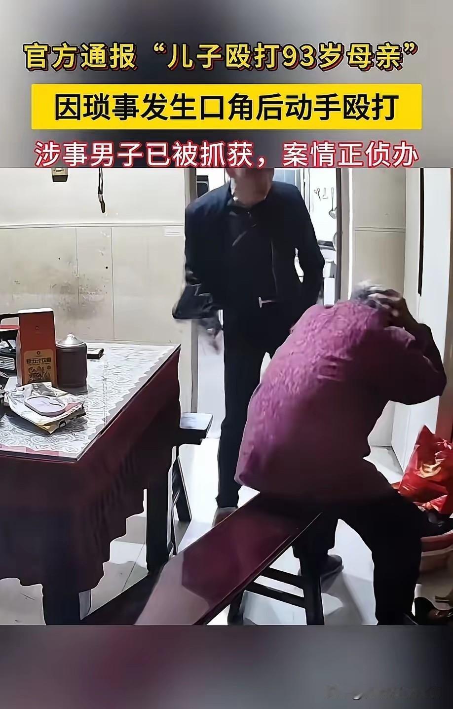 儿子打93岁的母亲，视频看完了，这个儿子一定不知道自己的行为被视频录下来了,据说