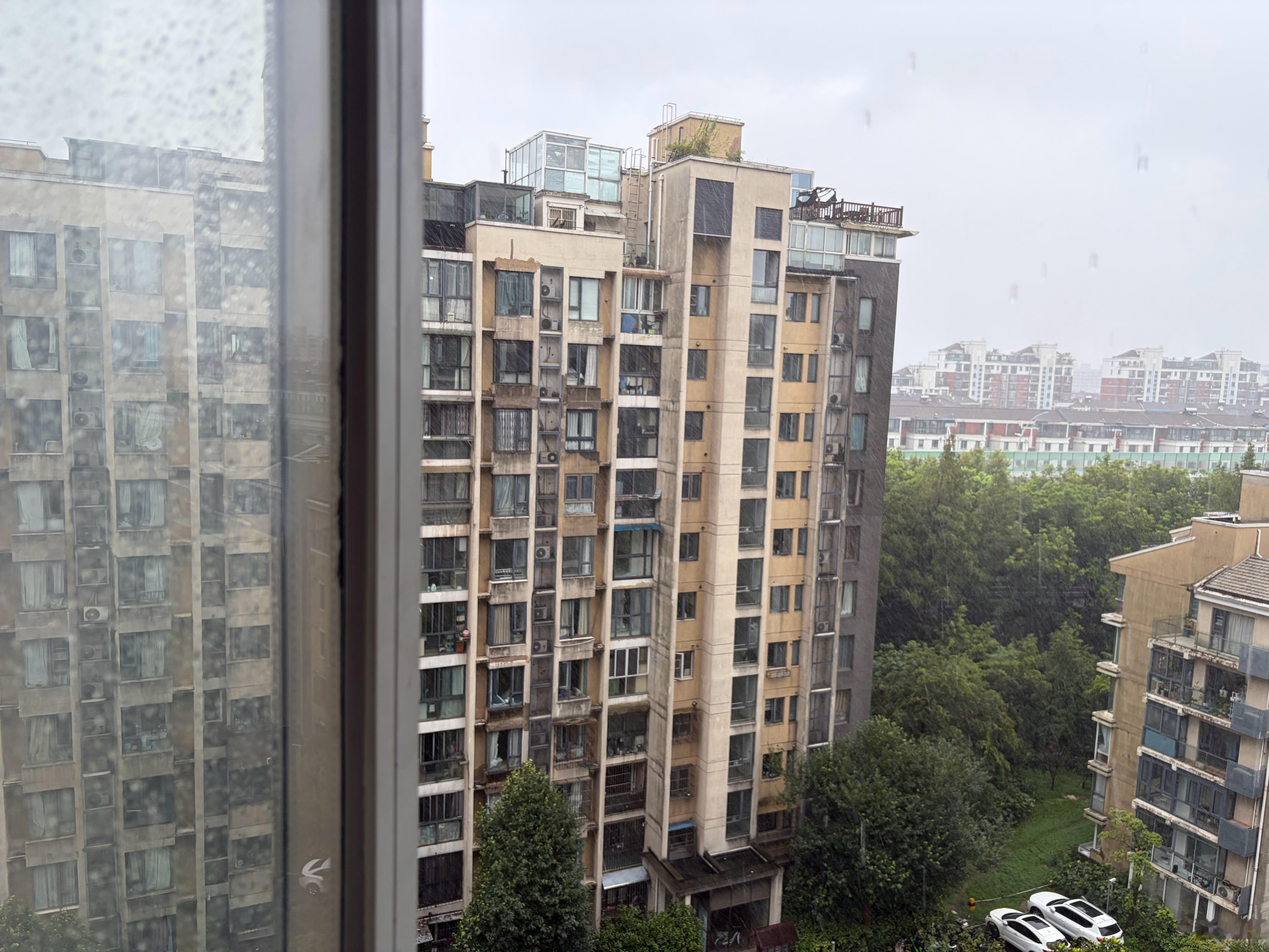 台风白海豚给大家汇报下上海的情况…还好…可以躲在飘窗看风雨 