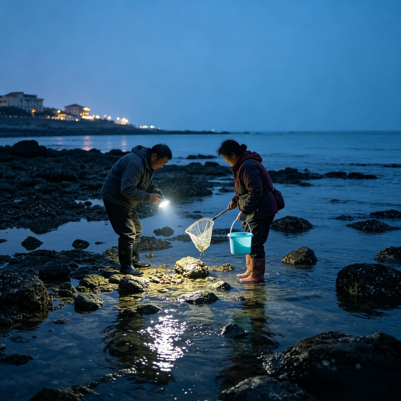 夜间赶海时应该如何辨别方向夜晚赶海优先记住岸边楼房、大桥等大型地标，以此确定返程
