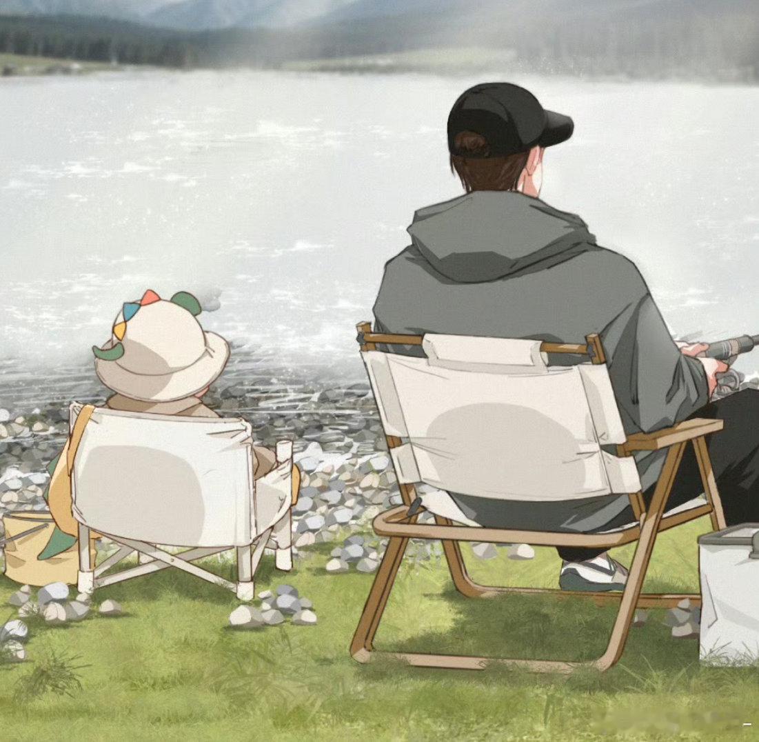 博君一肖 咱琑宝钓鱼也好厉害 一钓就中 真小福星哇！然后就被爹地和爸比夸夸啦