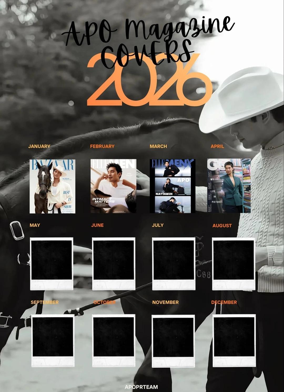 牛啊，四个月，每月一封面
2026年Apo Nattawin 1-4月杂志封面合