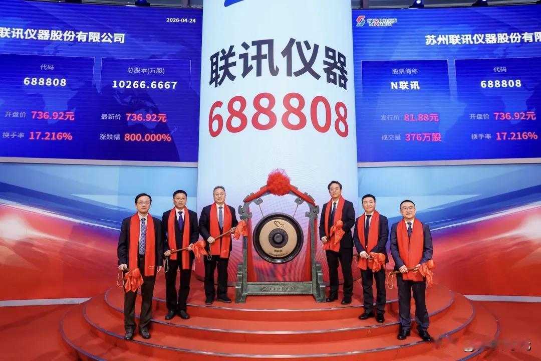 4月24日
联讯仪器于科创板上市
发行价81.88元/股
收盘涨约875%
总市