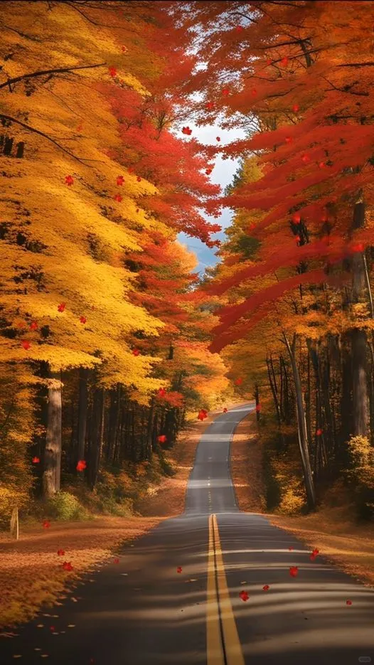 美图欣赏——秋风吹拂,枫叶飘落