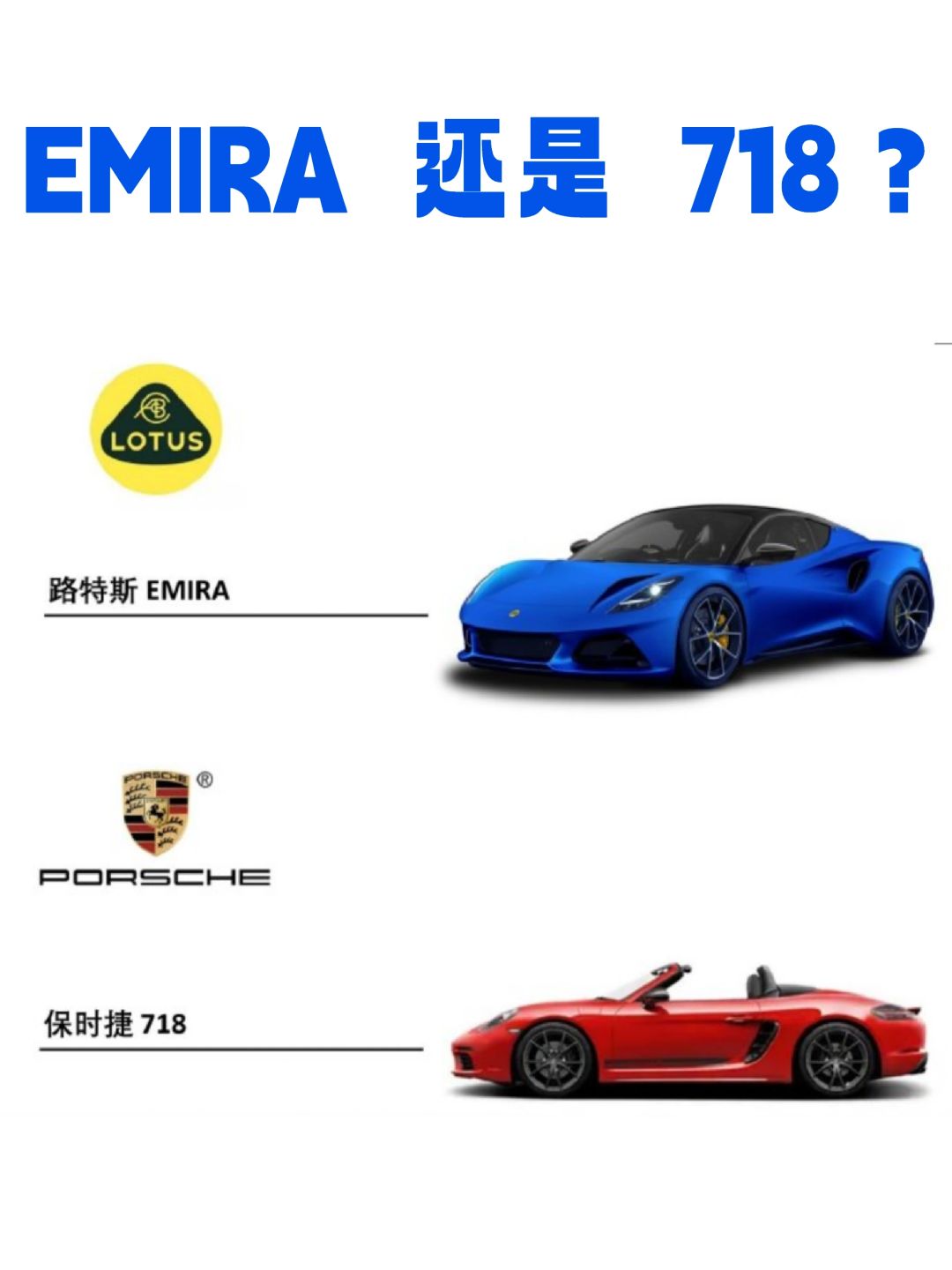 选路特斯EMIRA还是保时捷718？