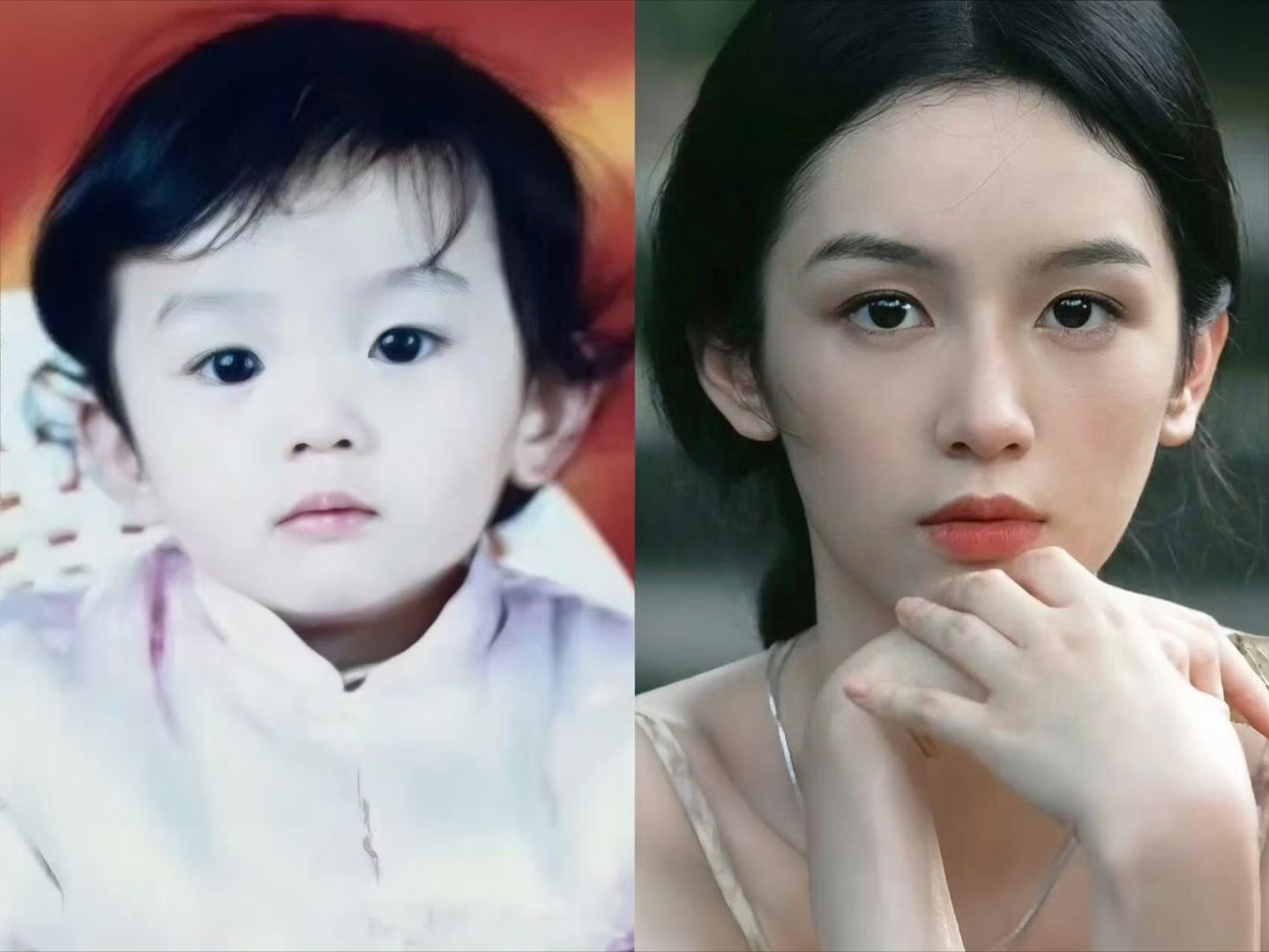周也真的是等比例长大啊、原来真的有人从小美到大、眼睛从小就像葡萄一样大 ​ ​​