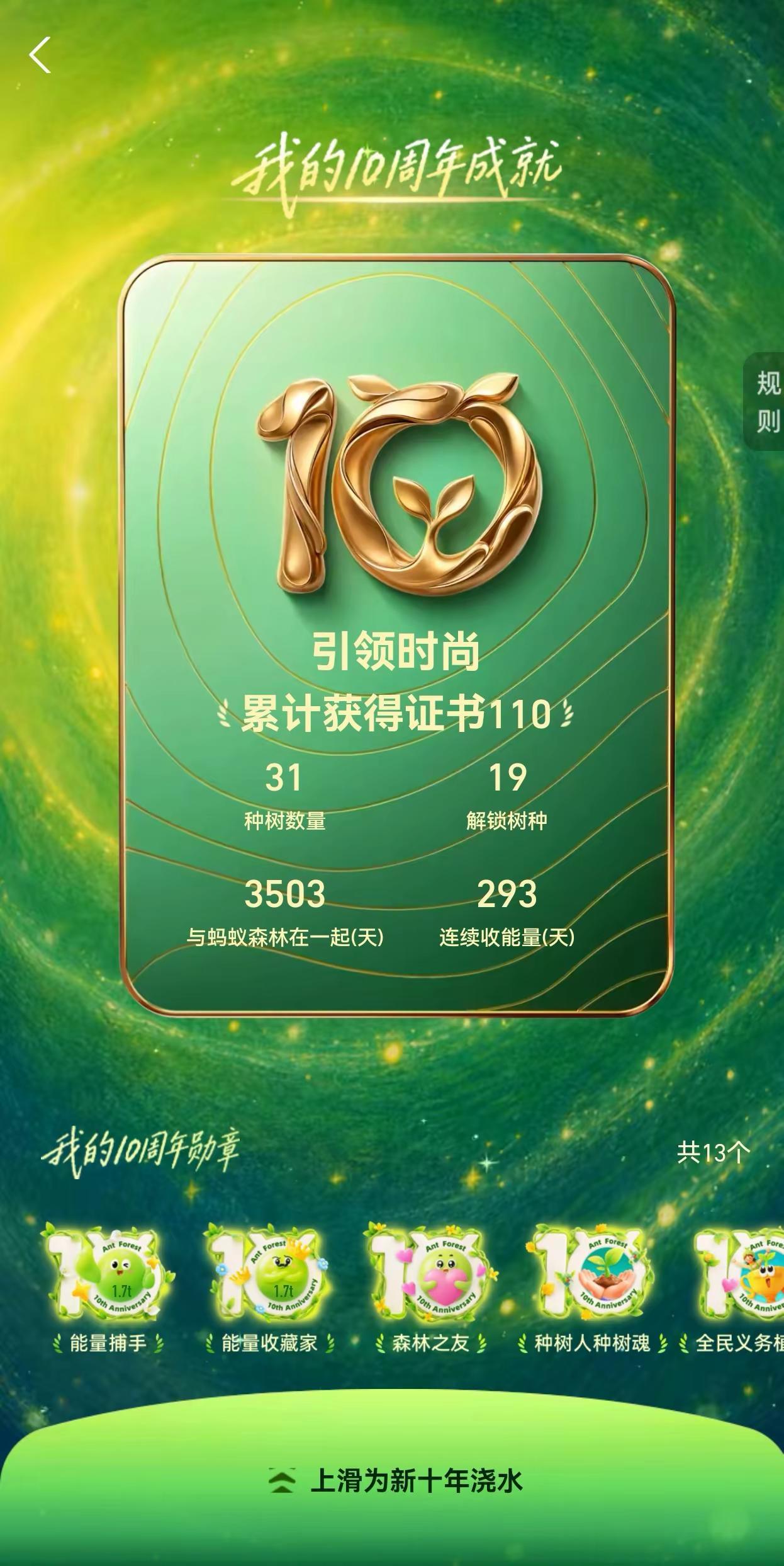 蚂蚁森林种树 植树荣誉证书 数字植树成果 蚂蚁森林证书