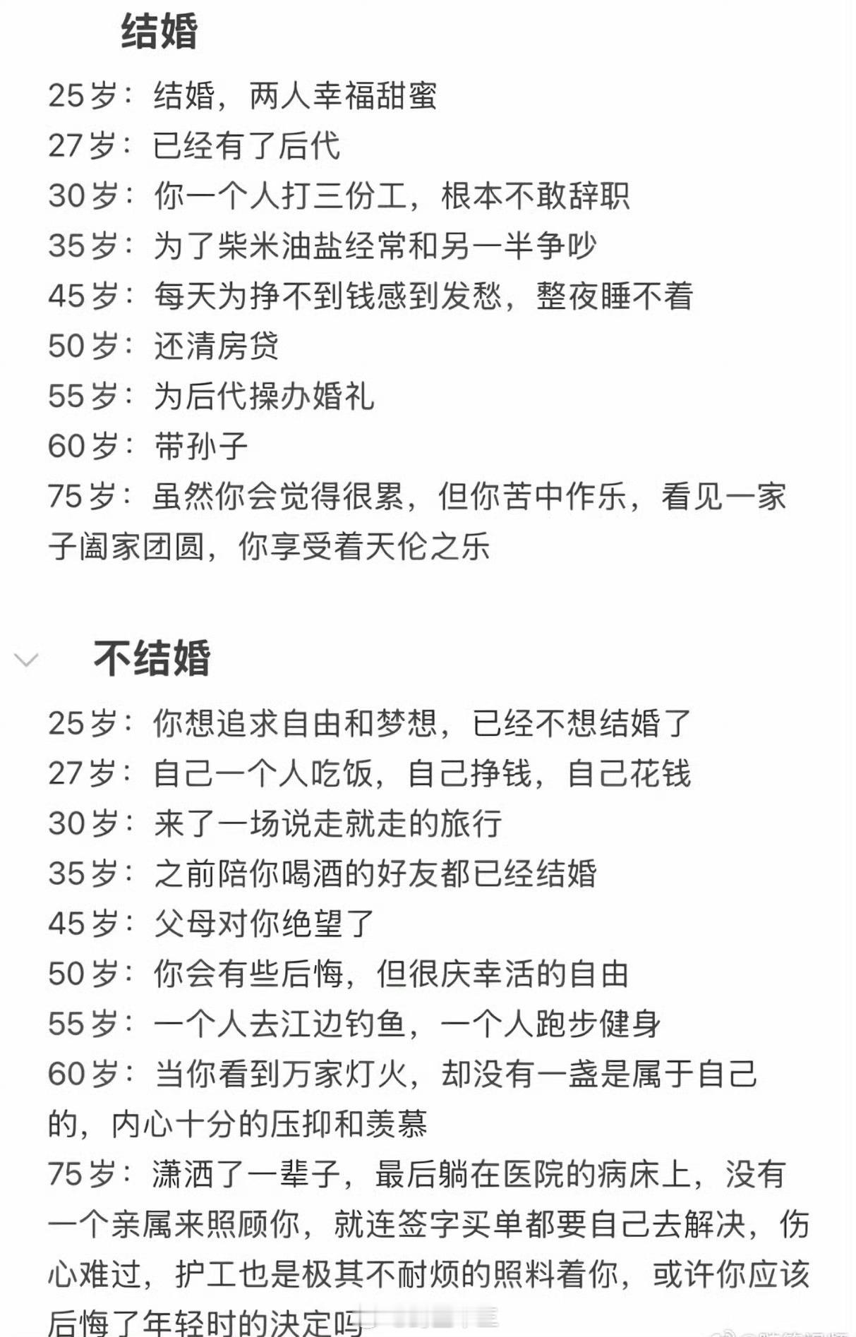 大雪不管结不结婚都会后悔不要后悔当初的选择，不要去美化那条没走过的路。 