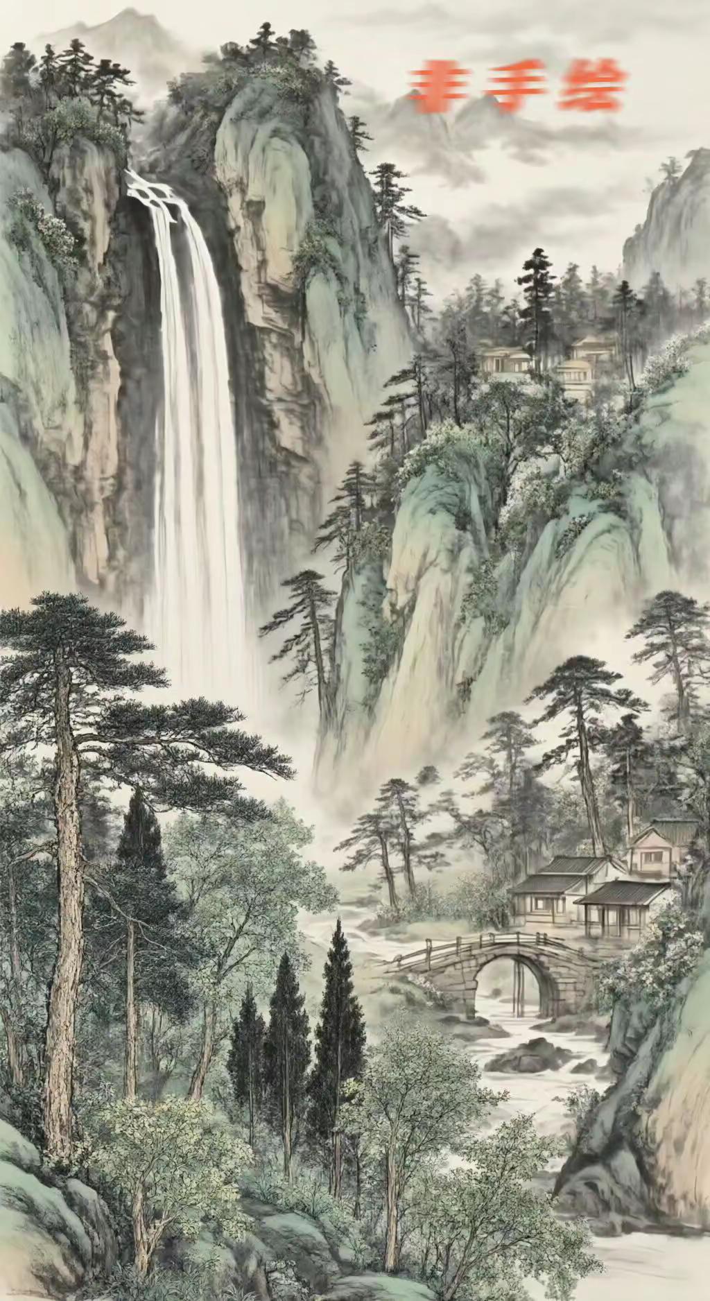山水构图（可订制）构图创作者中心 创作灵感 水墨山水 山水写意