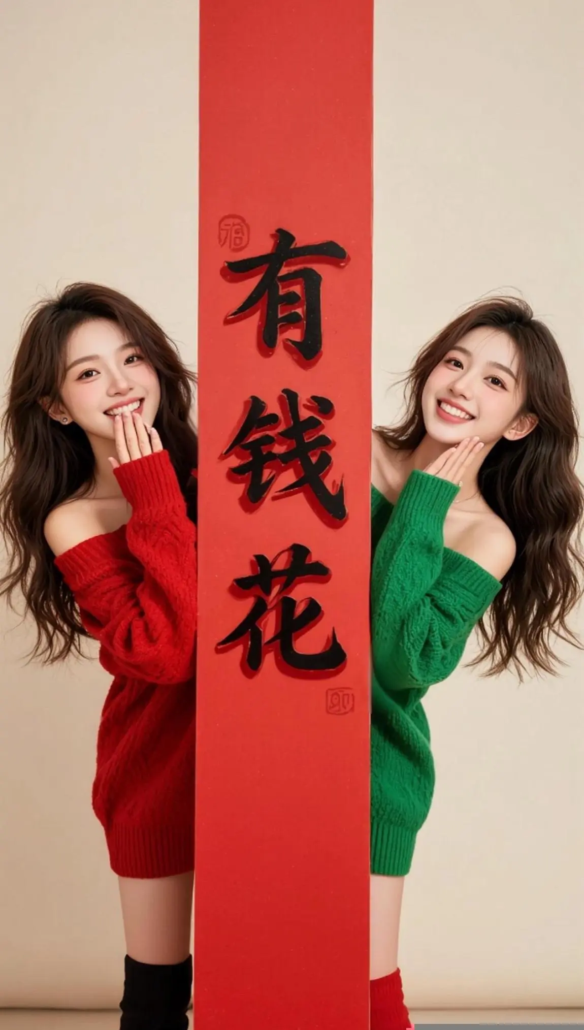 喜庆露肩写真     祝我们发财被爱好运常在