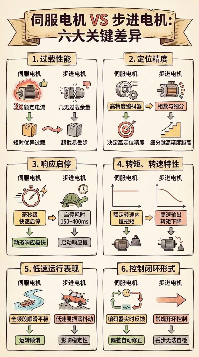 伺服电机 VS 步进电机六大关键差异。