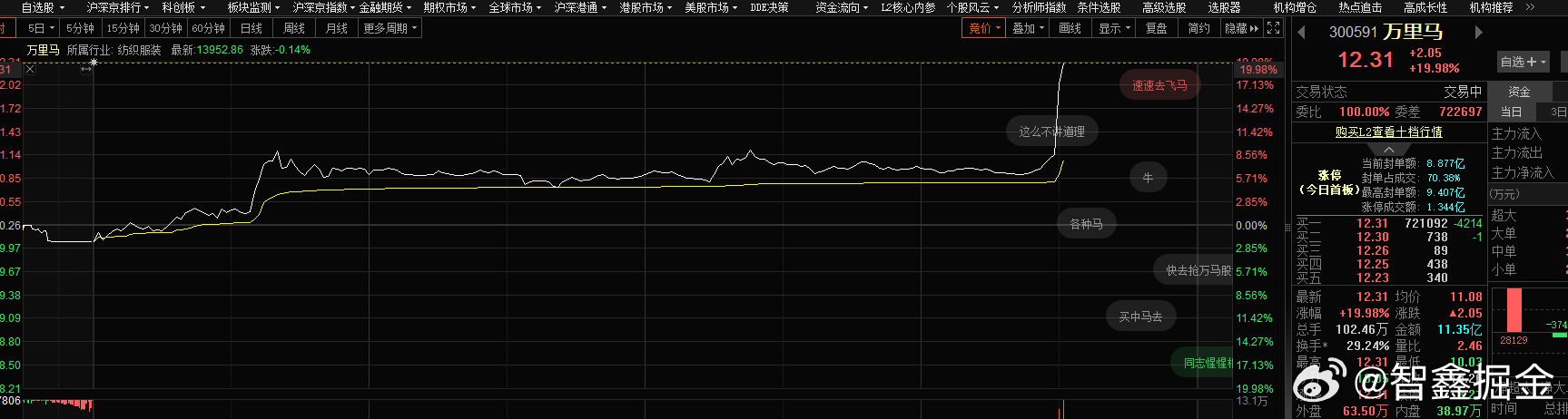 这行情来个万马奔腾也没有啊，干嘛拉 马字辈啊！无济于事啊，对于大盘来说 ​​​