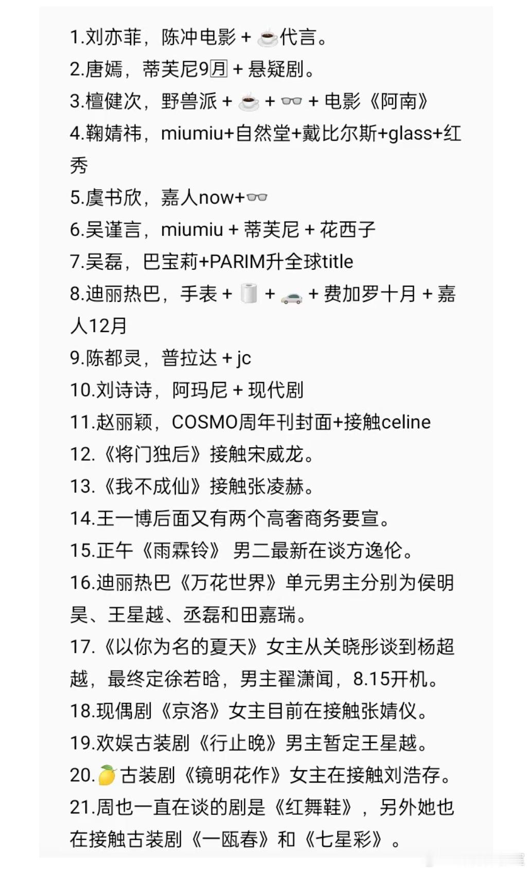 娱乐圈边角料 不知真假刘亦菲 陈冲电影 唐嫣蒂芙尼 悬疑剧赵丽颖 celine檀