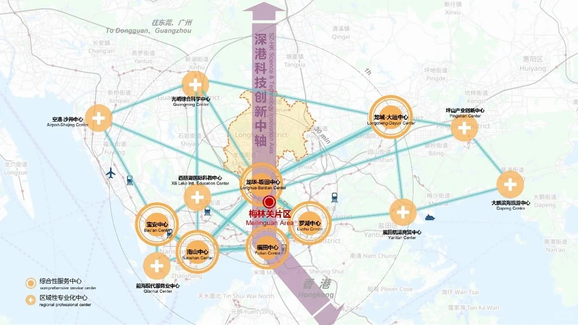 深圳梅林关战略区位示意图