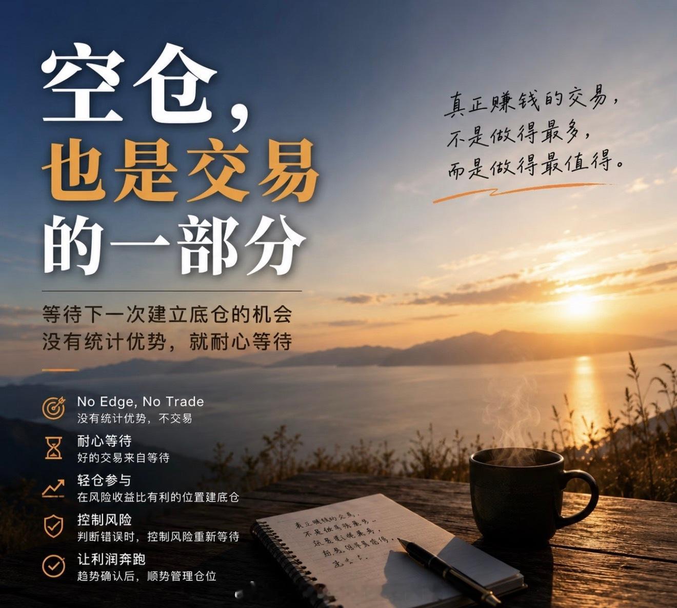 真正成熟的交易思维，是接纳行情无法完全预判的客观事实，放下精准捕捉高低点的执念。