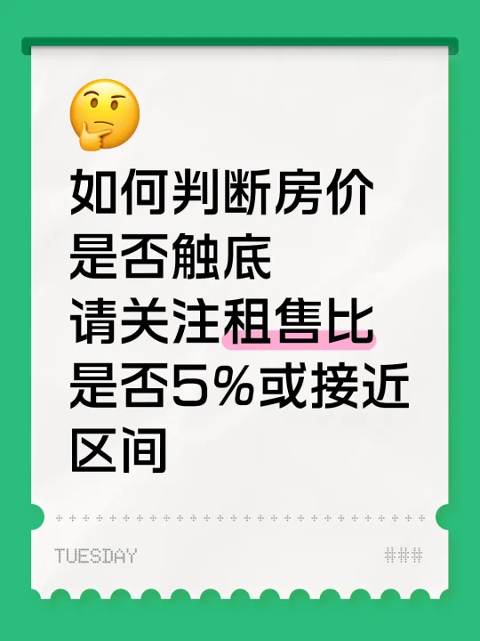 “租售比”是检验房价是否夯实的唯一标准！