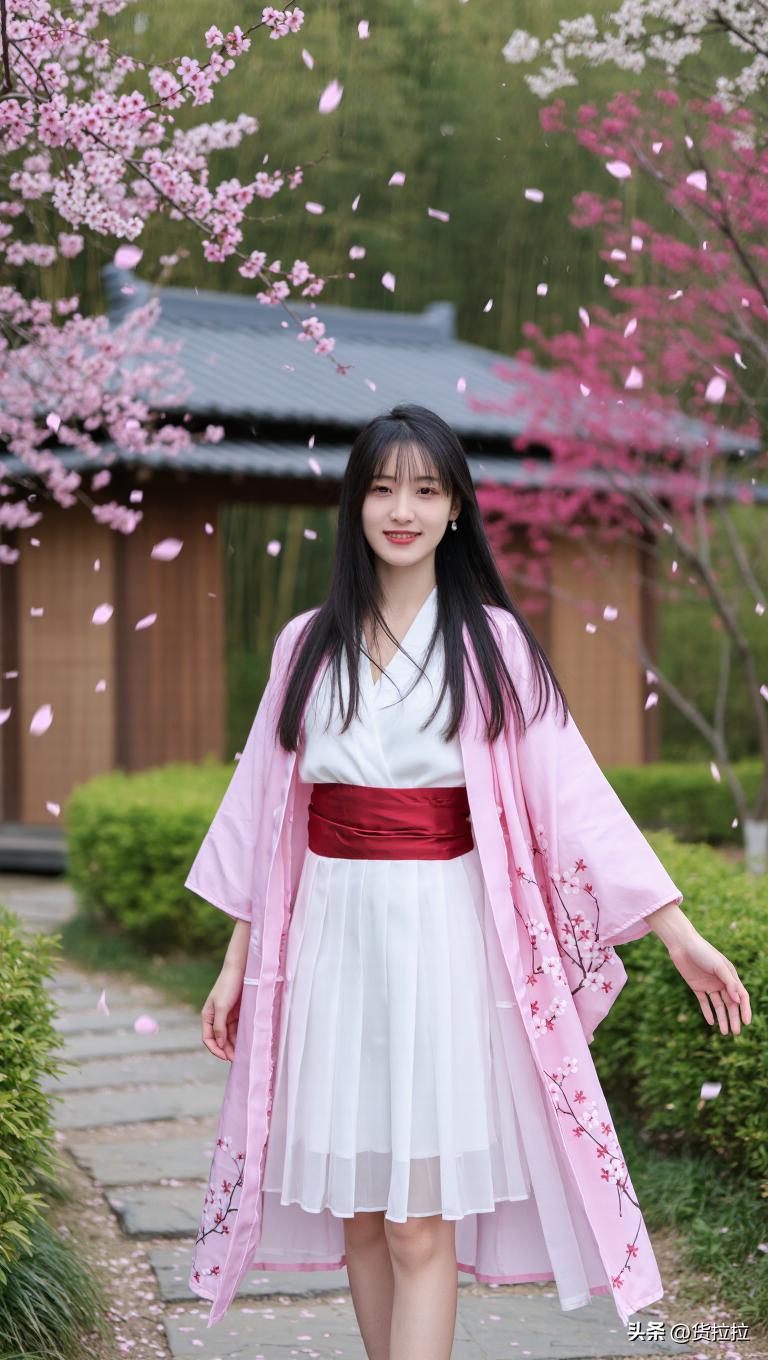 粉樱树下，笑语盈盈。